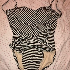 Merona XL striped ruched one piece swimsuit